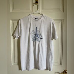 Women’s size M white T-shirt short sleeve NWOT 100% cotton - Paris